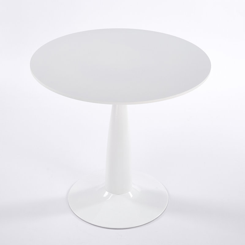 Table à piédestal 31,5 pouces de style Mid-Century moderne, table de salle à manger multifonctionnelle pour 4 à 6 personnes et grande table basse, plateau en panneau de fibres à densité moyenne blanc pour le salon, la cuisine et le bureau