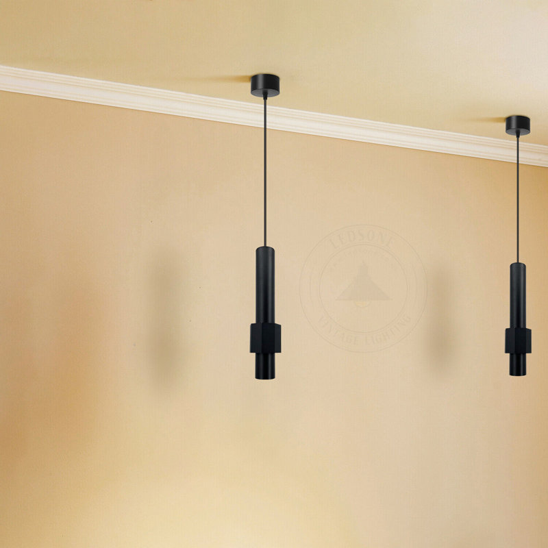 Aurther - Light Black Geometric Pendant, Black