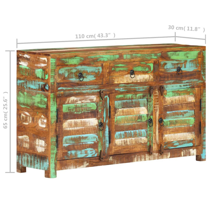 Clarnece Sideboard 43.3" x 11.8" x 25.6" Solid Wood Reclaimed/Mango, Reclaimed Wood