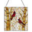 Panneau de vitrail en verre coloré 14 "H Cardinals in a Birch