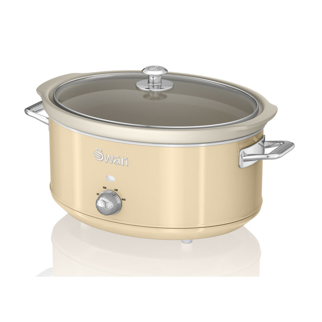 Swan Retro Slow Cooker with 3 Temperature Settings, Keep Warm Function, 200W