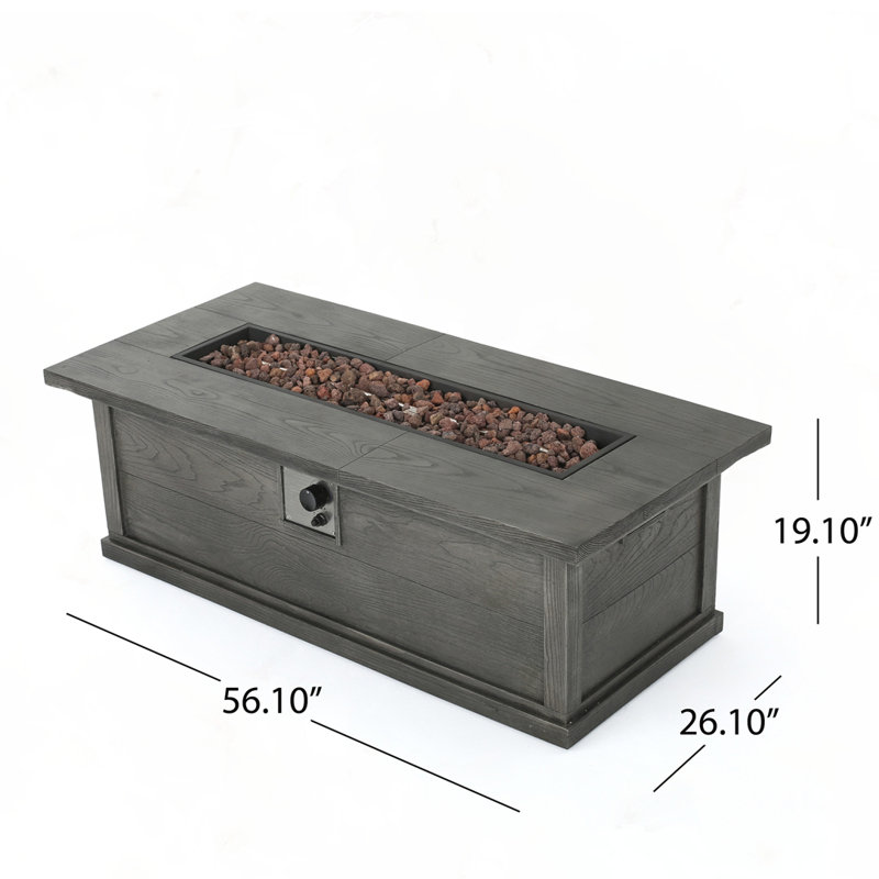 56" Rectangular MgO Concrete Propane Fire Pit