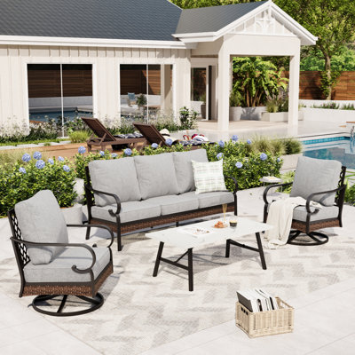 5 Person Outdoor Conversation Set With Swivel Lounge Chairs