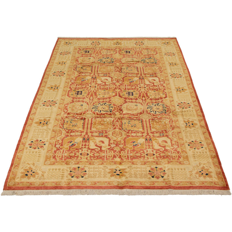 Tapis de bois one-of-kind à la main noué la 2010 tabriz rouge/doré 6 pi 1 po x 10 pi Ingiwara