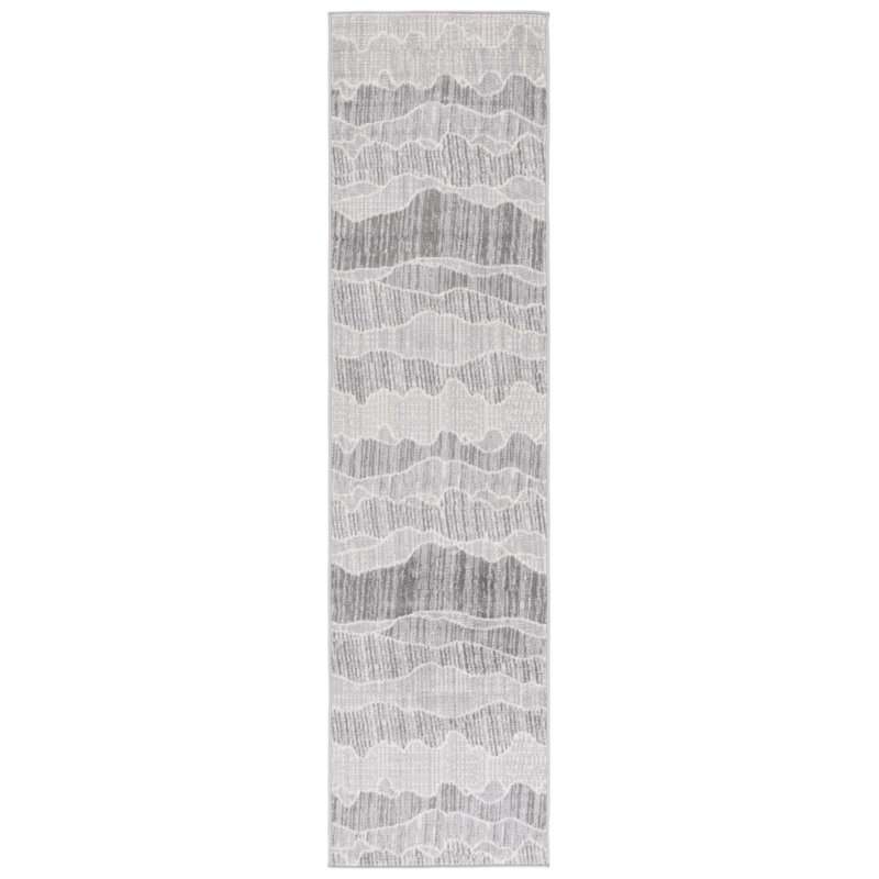 Tapis abstrait gris Loanne Temple, Tapis de couloir 2 pi 2 po x 8 pi