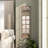 Wood Window Pane Inspired Panel Brown Wall Mirror with Galvanized Metal Frame