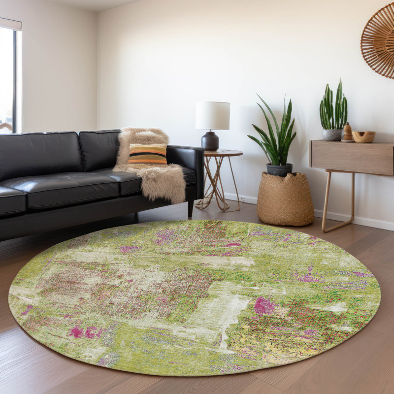 Premium Machine Washable Natoma AMF989 Abstract Rug, Round 8'