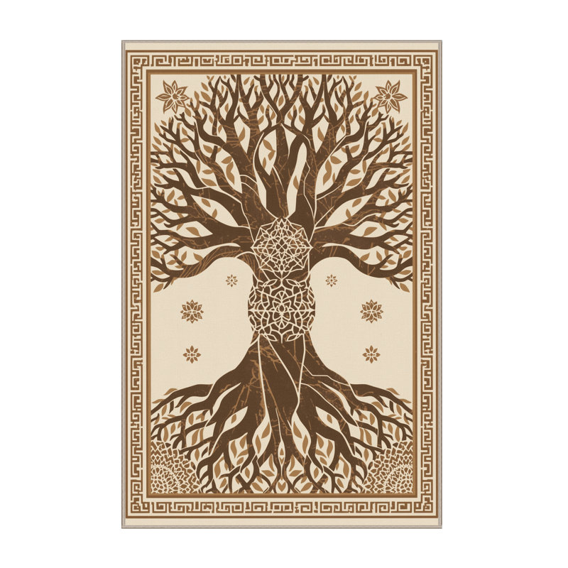 Machine Washable Abbotstown Global Inspired Moroccan Rug in Beige – Beige Binding, 5x8