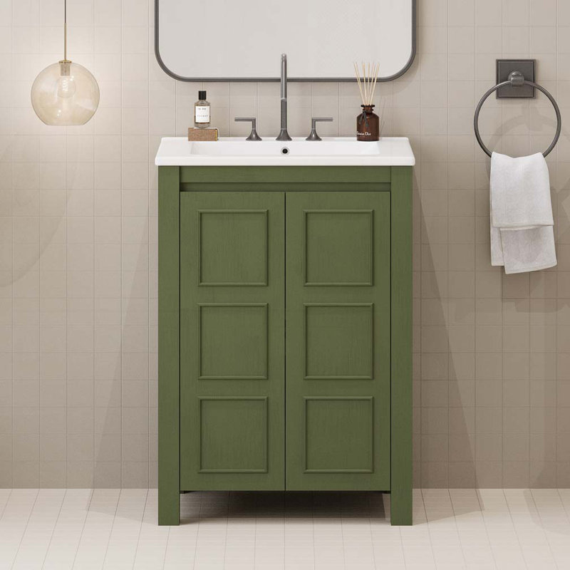 Meuble-lavabo 24 po avec lavabo en céramique et portes réglables