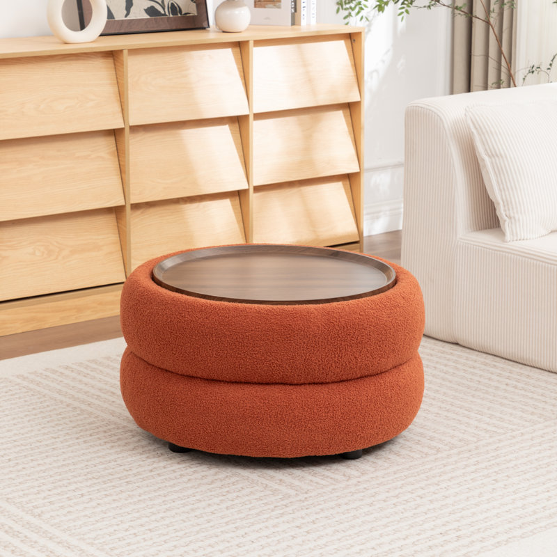 Round Coffee Table With Storage, Orange