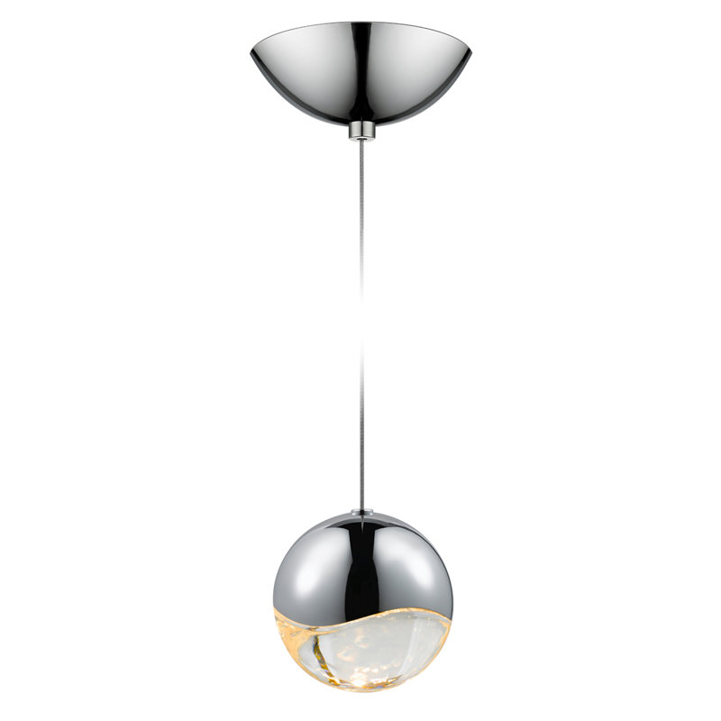 Grapes 1 - Light LED Pendant, Polished Chrome, 3.75" H x 3.75" W x 3.75" D, Clear