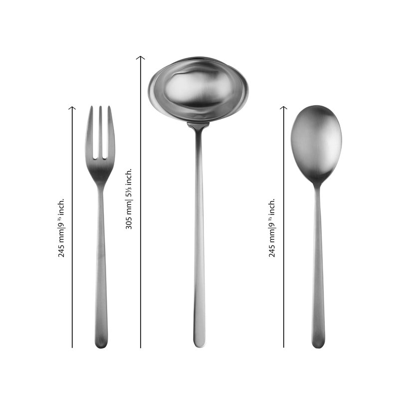 Linea 3 Piece Stainless Steel Hostess Set, Ice Silver