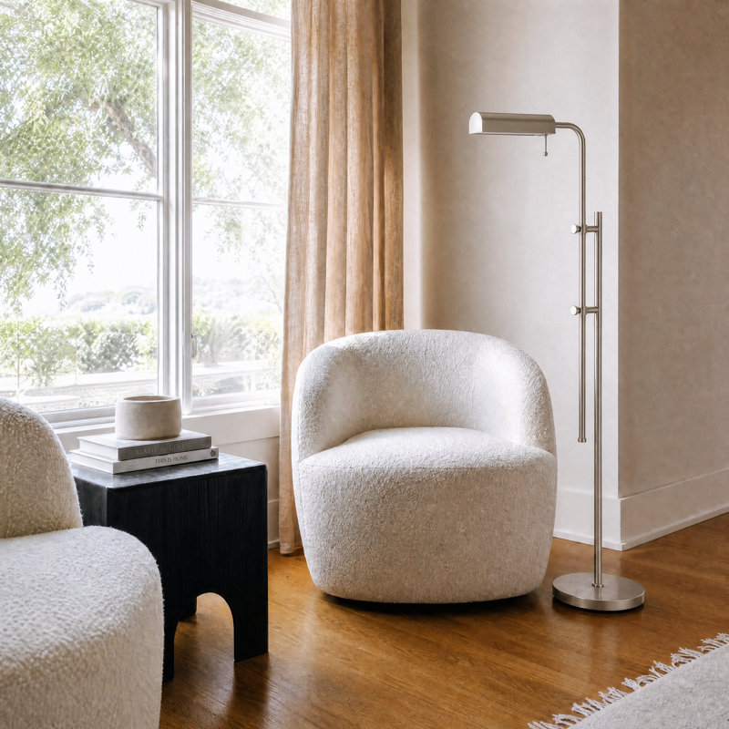Lampe sur pied industrielle 62,5 "à DEL 3CCT, Argent argent
