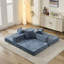 Canapé-lit bleu en chenille convertible en matelas, matériaux, style compact à 3 niveaux, sans tracas d'assemblage, oreillers inclus, matériau respirant, installation rapide, coussin antidérapant pour-1050179210