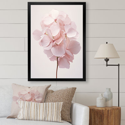 Hydrangées roses chuchotant des pétales sur toile