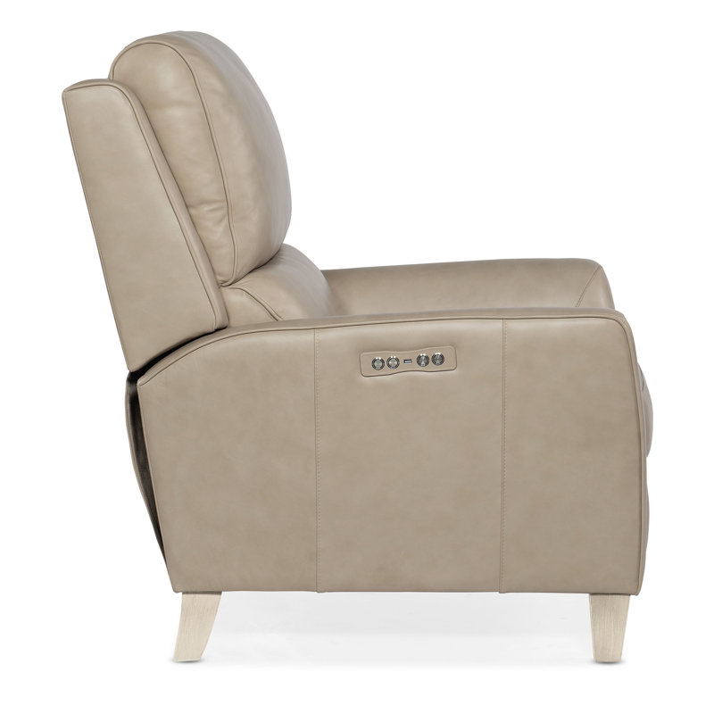 Dontay Power Recliner with Power Headrest, Beige Genuine Leather