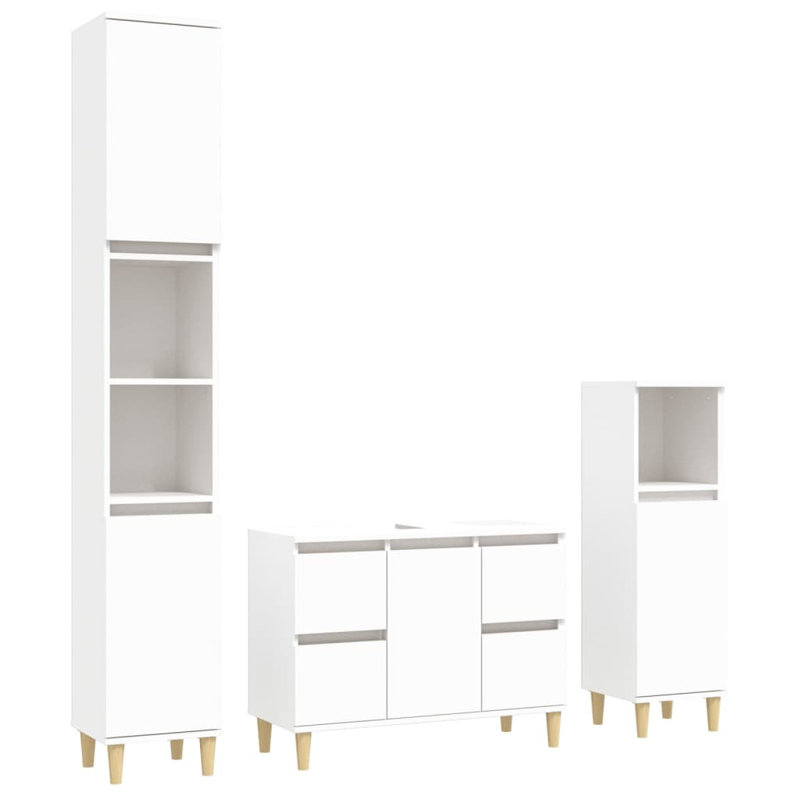 Afner Bathroom Storage Furniture Set, White