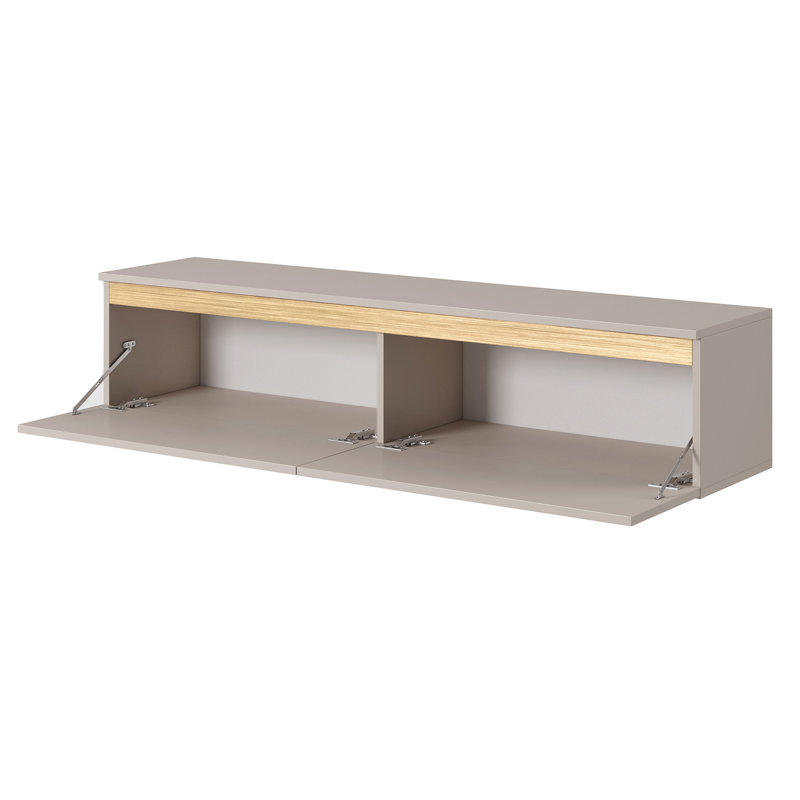 Ashauna TV Stand, 30cm H x 140cm L x 31.6cm W, Grey/Gold