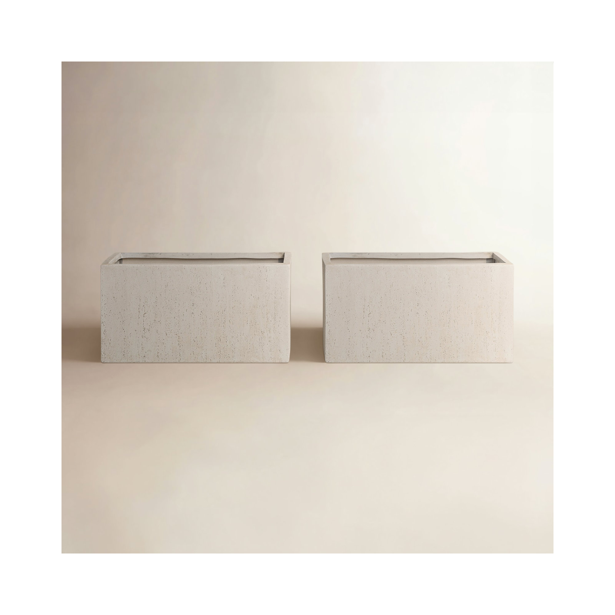Shiner Lightweight Concrete Planter Box Set, White, 18" H x 35.25" W x 18" D, 2