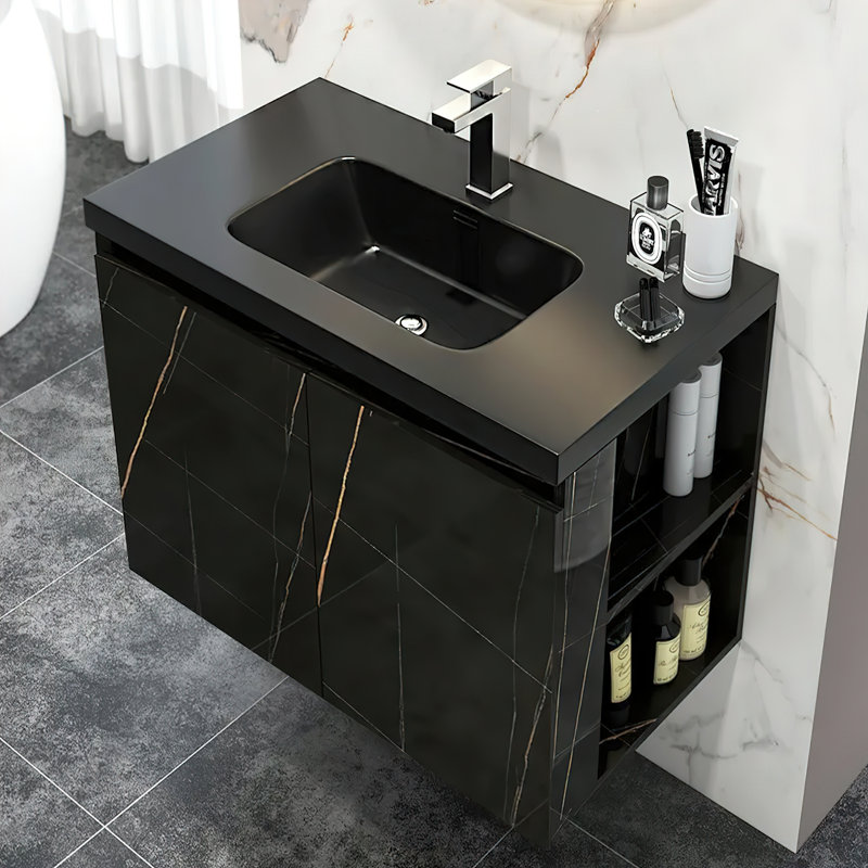 Coreyion 27.6" Modern Black Wall-Mounted Single Bathroom Vanity Set