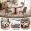 Table de salle à manger carrée de 89 cm (35 po) en pierre frittée blanche avec pied central doré pour 4 personnes-714818972