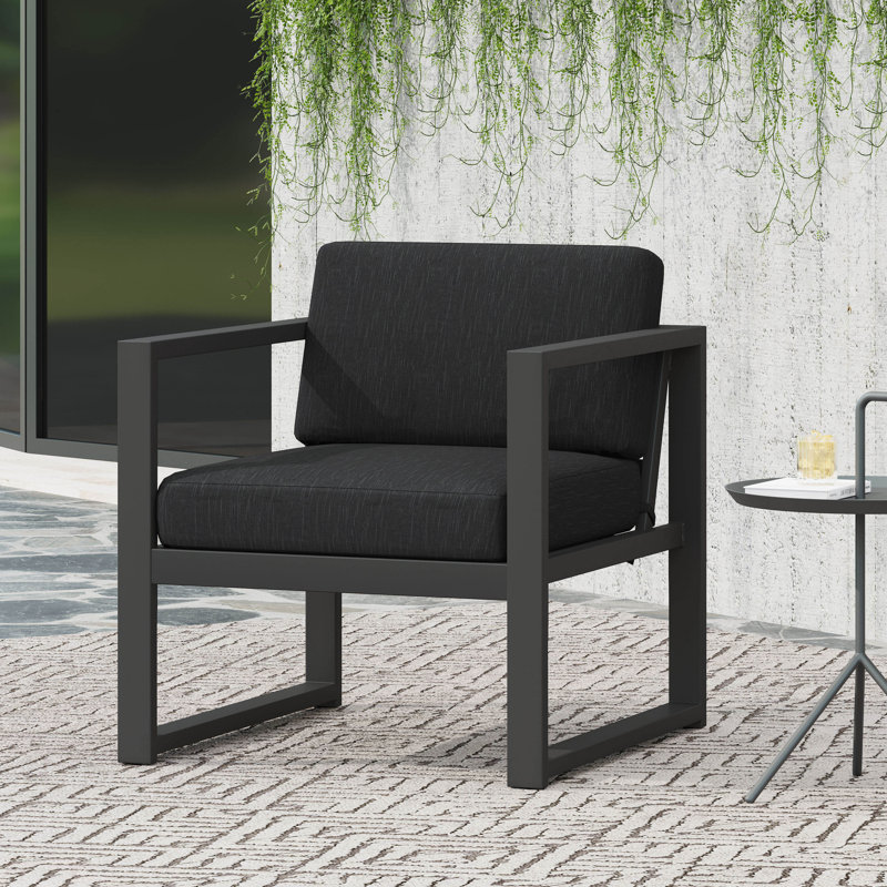 Chaise longue de patio en aluminium avec coussins Havran