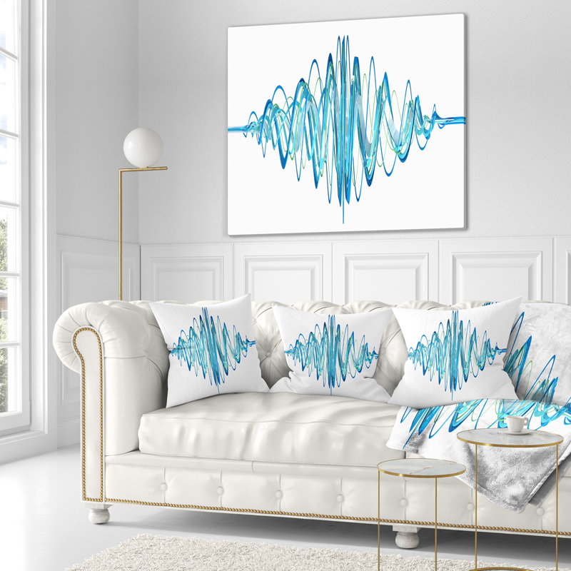 Coussin bleu avec vagues abstraites - Imprimé abstrait, 16 po x 1 po, Carré