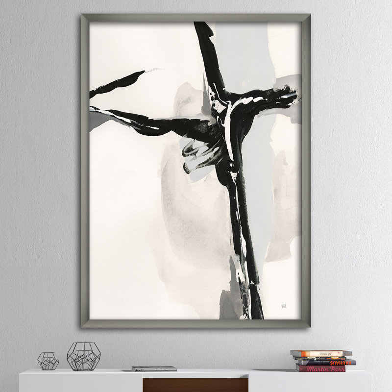 « abstract neutral ii »-image image sur toile, H 40 po x l 30 po x P 1,5 po, Cadre argenté