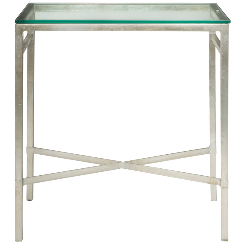 Vera Glass End Table, Antique Silver Gilt