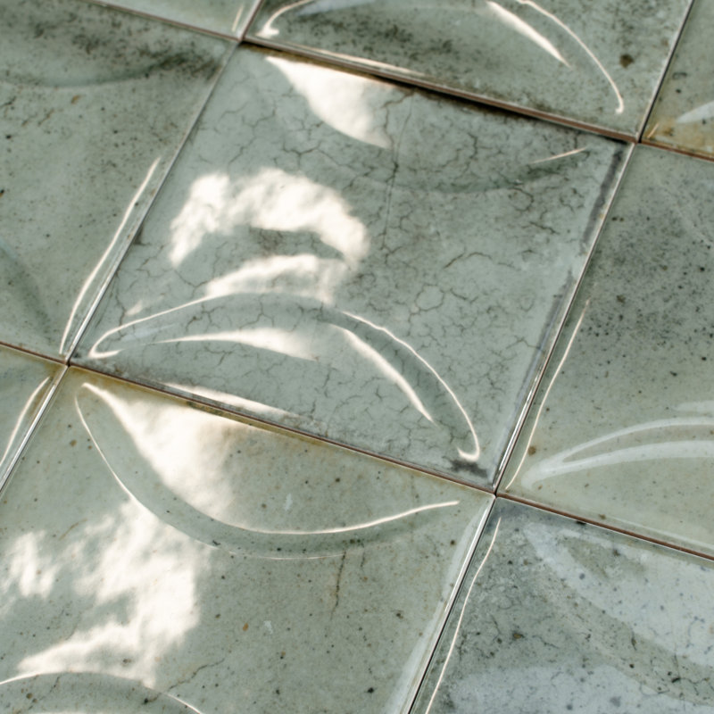 Carrelage mural carré en céramique brillant 3,94 po x 3,94 po Antiek (6,68 pieds carrés / caisse) (paquet de 60), Vert sauge
