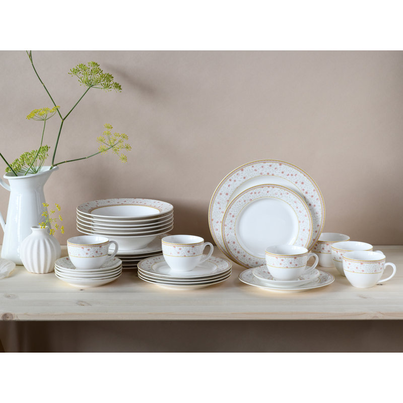 Emilia (New Bone China) 30 Piece Bone China Dinnerware Set, Service for 6