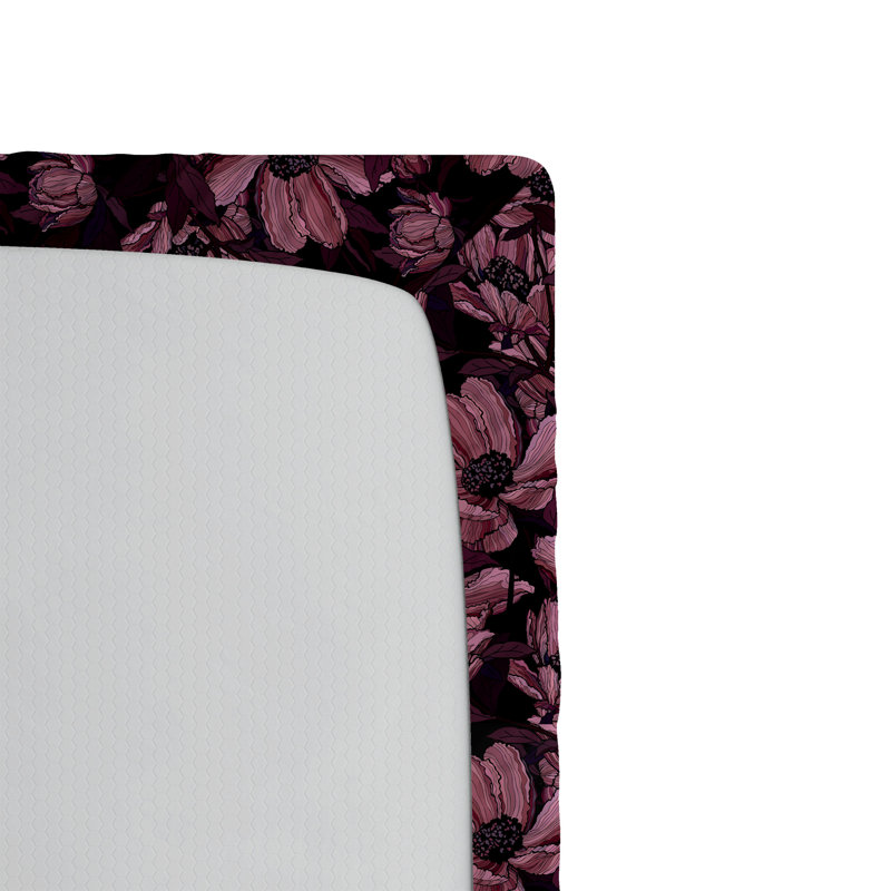 Drap-housse Ambesonne, Drap-housse de taille simple, Mauve foncé, mauve / floral
