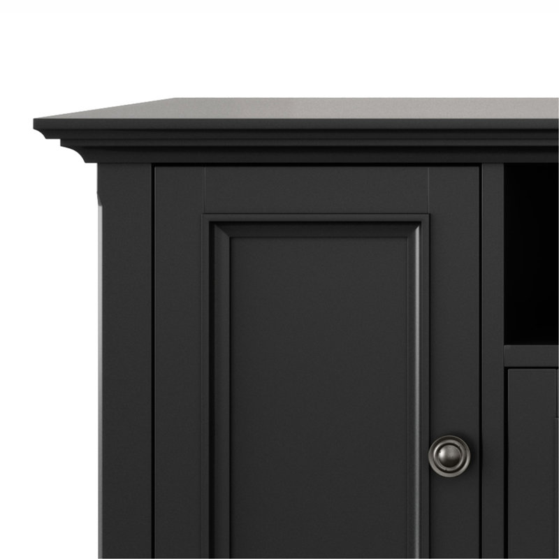 Meuble télé Amherst de 72 po de largeur en bois massif noir pour téléviseur de 80 po ou moins