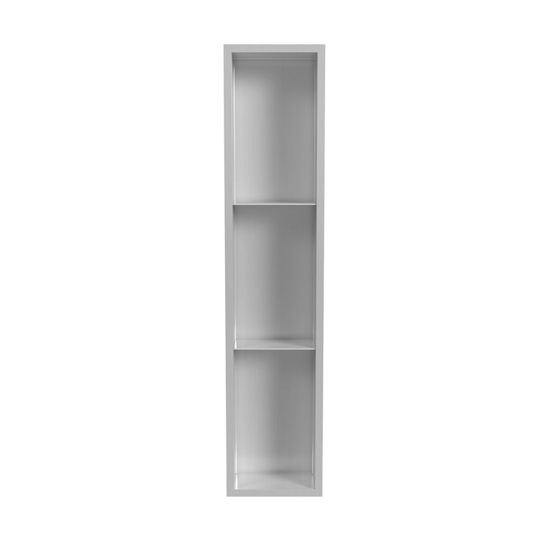 Niche de douche encastrée à 3 sections en acier inoxydable 8 pouces x 36 pouces, Acier inoxydable brossé