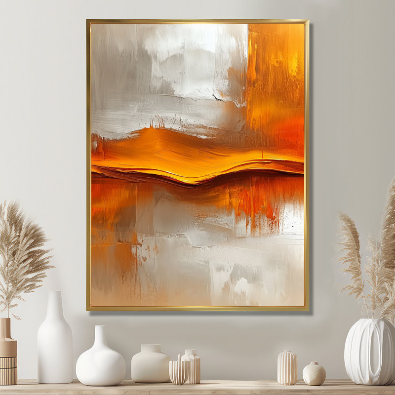 «Ofelya Day and Night Golden Mountain Landscape III - Mountains», reproduction d'art sur toile, H 32 po x l 16 po, Doré