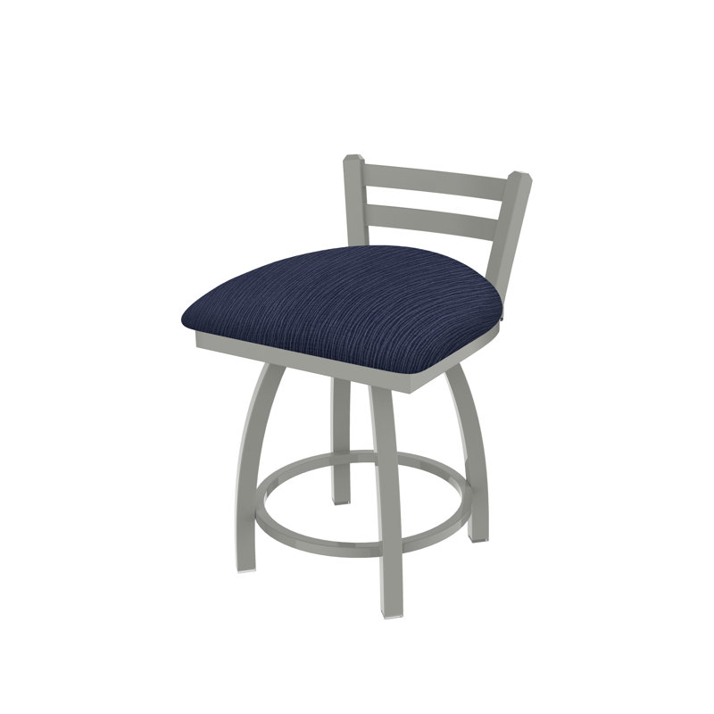 Tabouret de coiffeuse Jackie, Nickel anodisé, Tissu-graphique ancre
