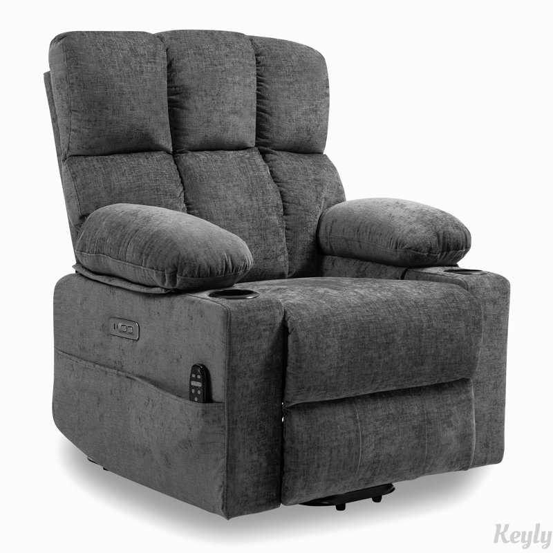 Grand fauteuil inclinable électrique avec massage et chaleur, Gris