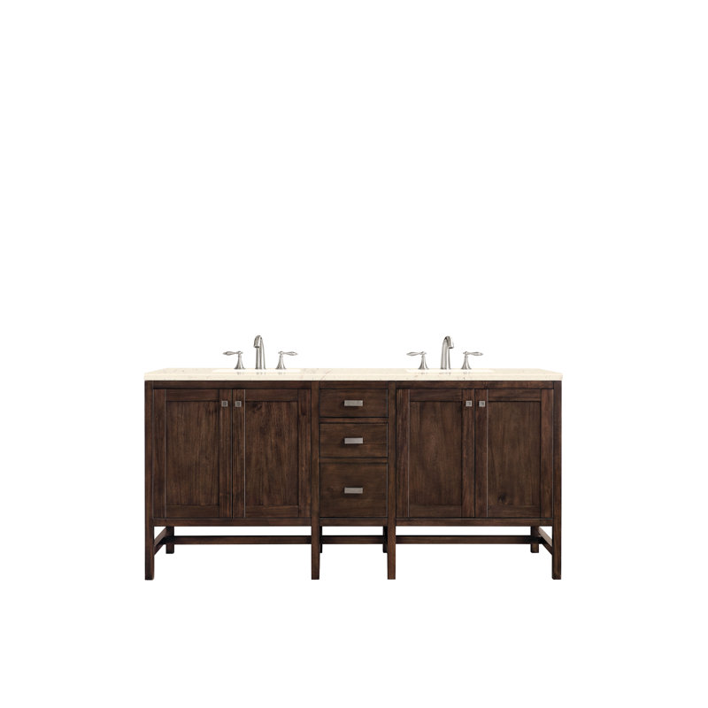Addison 72'' W Double Vanity, Mid-Century Acacia, 8" Widespread, Phantome Eclos