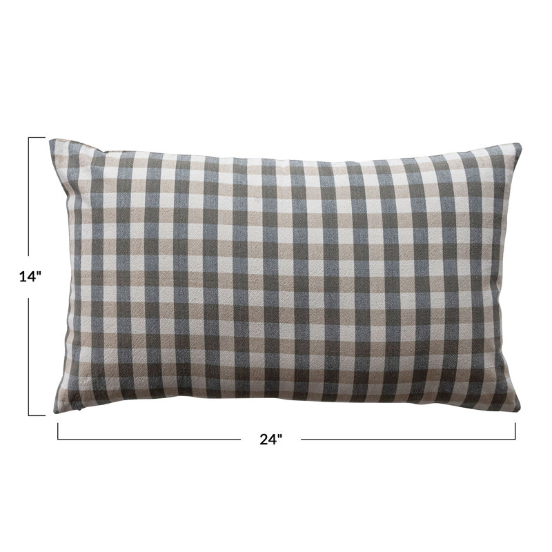 Coussin en coton à carreaux