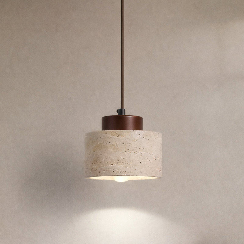 Modern Natural Stone And Wood Pendant Light
