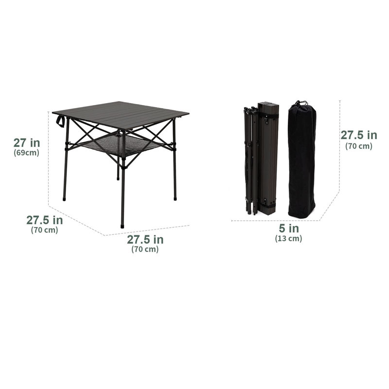 Table pliante portative 27,5 po, Brun-noir