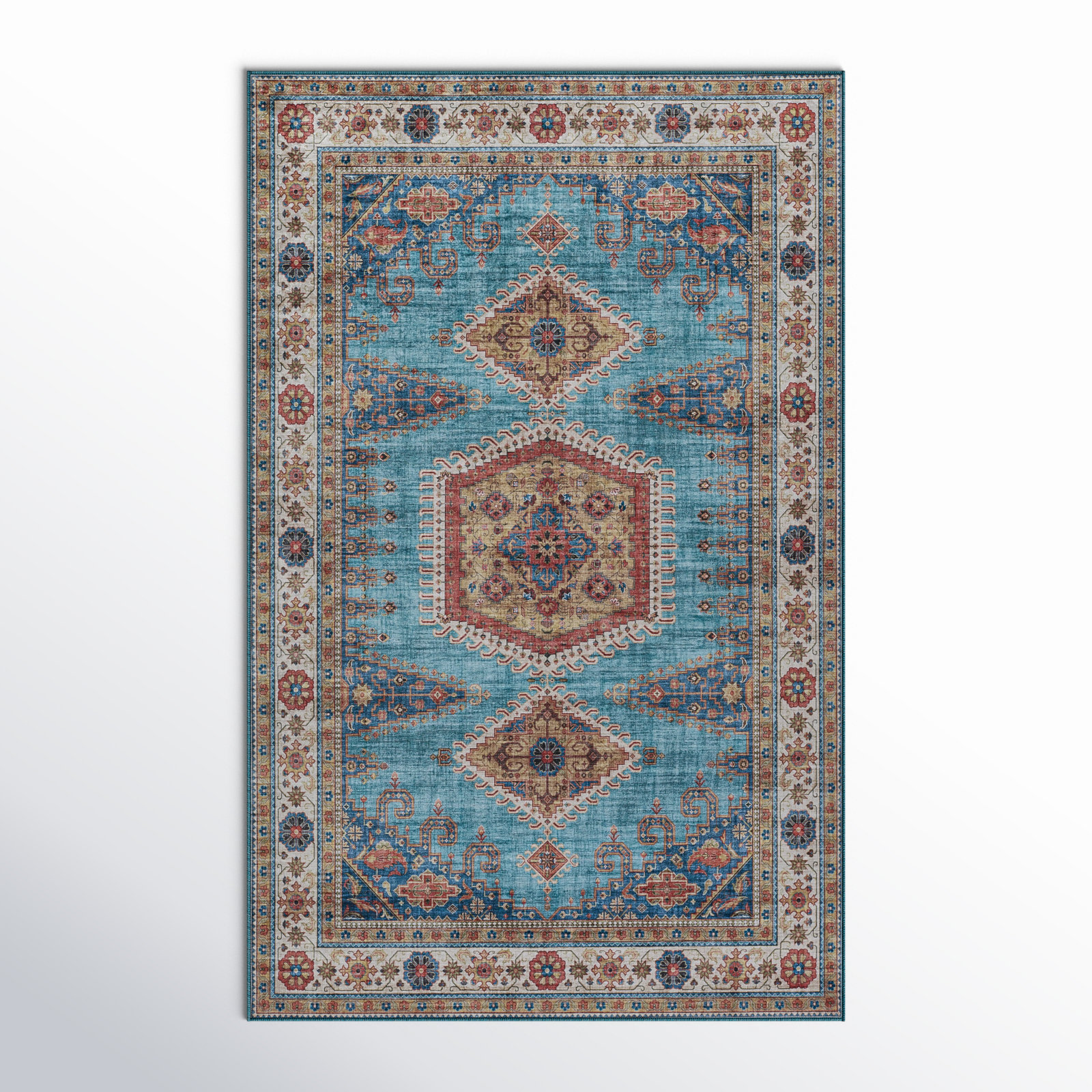 Birch Lane™ Avonmore Oriental Machine Woven Polyester Area Rug in Blue ...