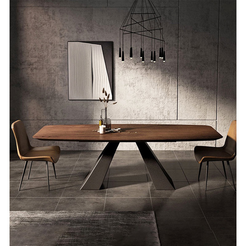 Table de salle à manger minimaliste en bois massif de couleur noyer, H 29,53 po x L 70,87 po x l 31,50 po 