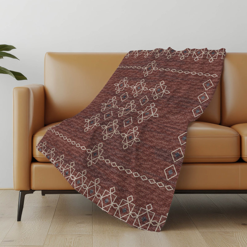 Addison Machine Washable Sherpa Boho Throw Blanket, Canyon