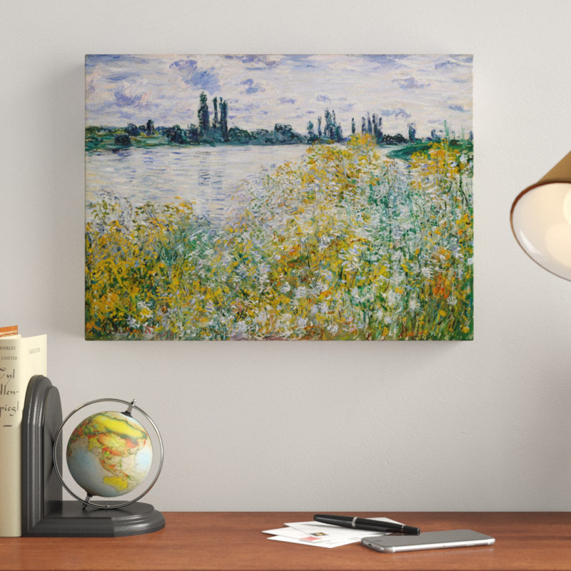 "Lle Aux Fleurs Near Vetheuil" par Claude Monet - reproduction d'art sur toile, H 14 po x l 19 po x P 2 po