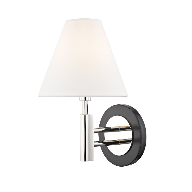 Robbie Steel Candle Wall Light, Polished Nickel/Black