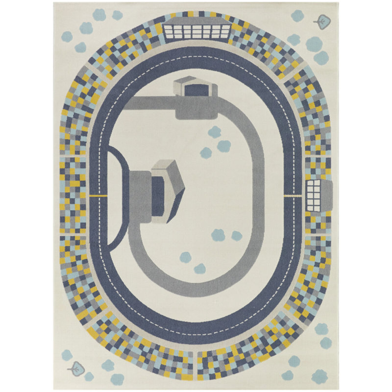 Tapis tissé à la main Carmean, Rectangle 3 pi 11 po x 5 pi 7 po, Bleu