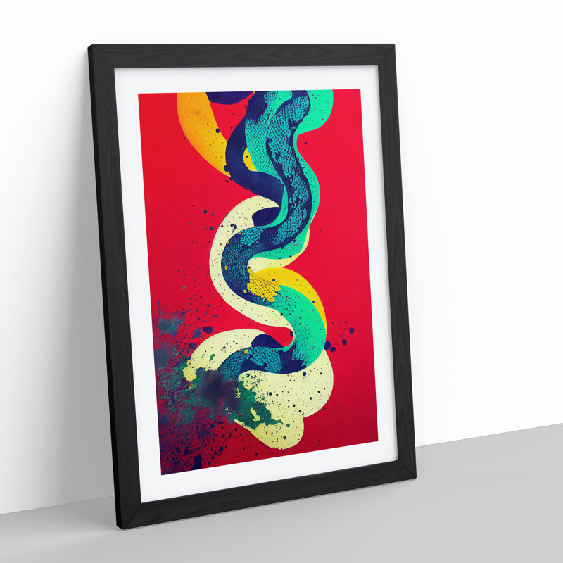 Snake Splash - Single Picture Frame Print, 64cm H x 46cm W x 2cm D, Black