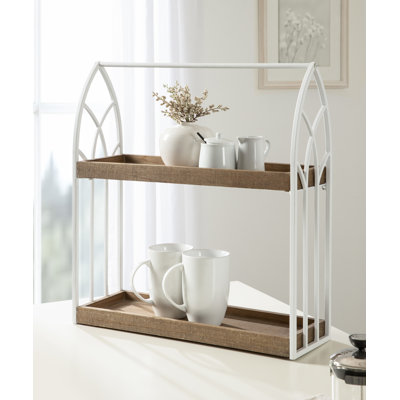 Tablette murale Gracie Oaks 20 x 7 x 22 brun rustique, blanc