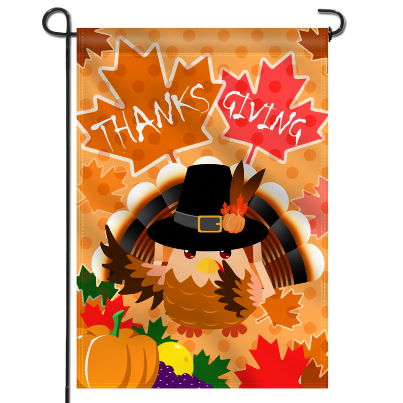 Drapeau de jardin en polyester 18 po x 12,5 po Happy Thanksgiving Day